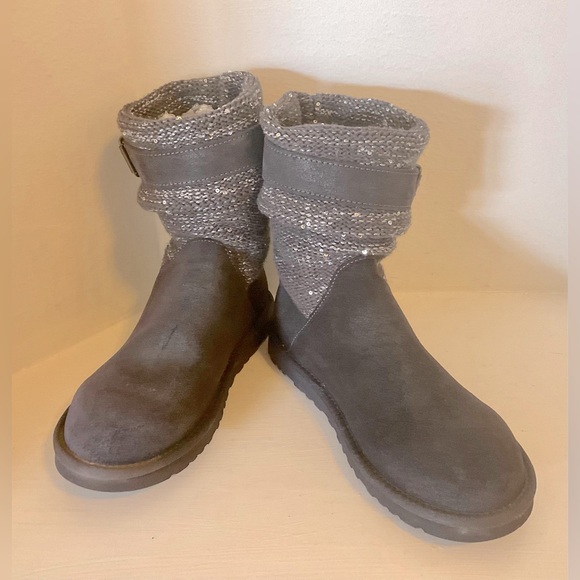 UGG AUSTRALIA Classic Cambridge Women's boots size 8. Gray Suede with glitter - Picture 13 of 15